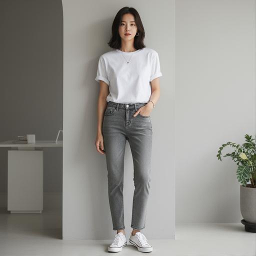 베이직 흰 티셔츠: 데일리 미니멀룩