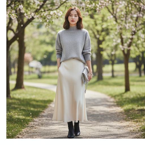 롱스커트: 차분하고 여성스러운 분위기