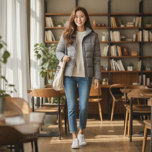 중청 데님 팬츠: 편안한 주말 나들이 룩