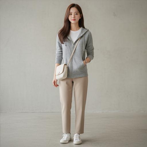 베이지 와이드팬츠: 미니멀 감성룩