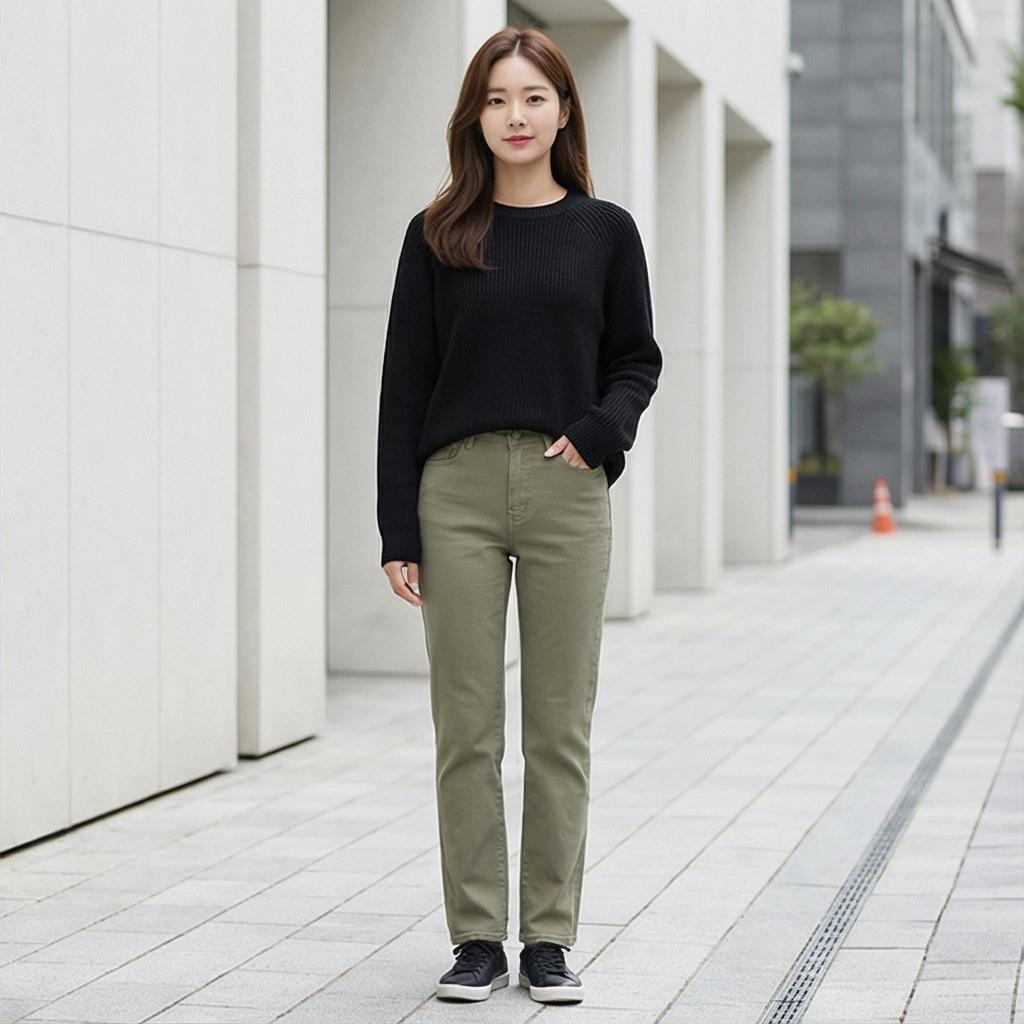 블랙 니트: 차분한 데일리룩