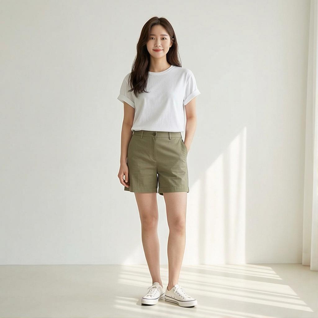 흰색 무지 티셔츠: 깔끔한 데일리 스타일