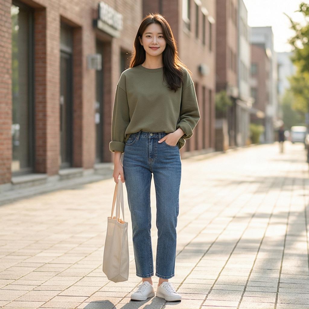 중청 데님 팬츠: 편안하고 활동적인 데일리 스타일