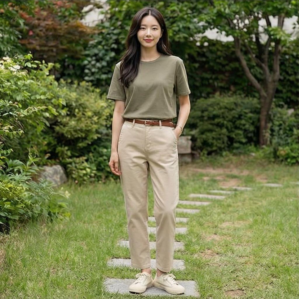 베이지 면바지: 차분한 내추럴 스타일