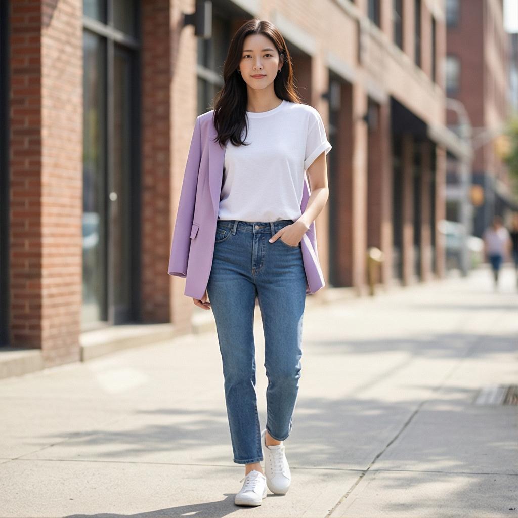 흰색 티셔츠와 청바지: 편안한 데일리 나들이 룩