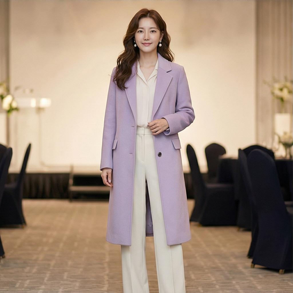 아이보리 와이드 팬츠: 화사한 하객 룩