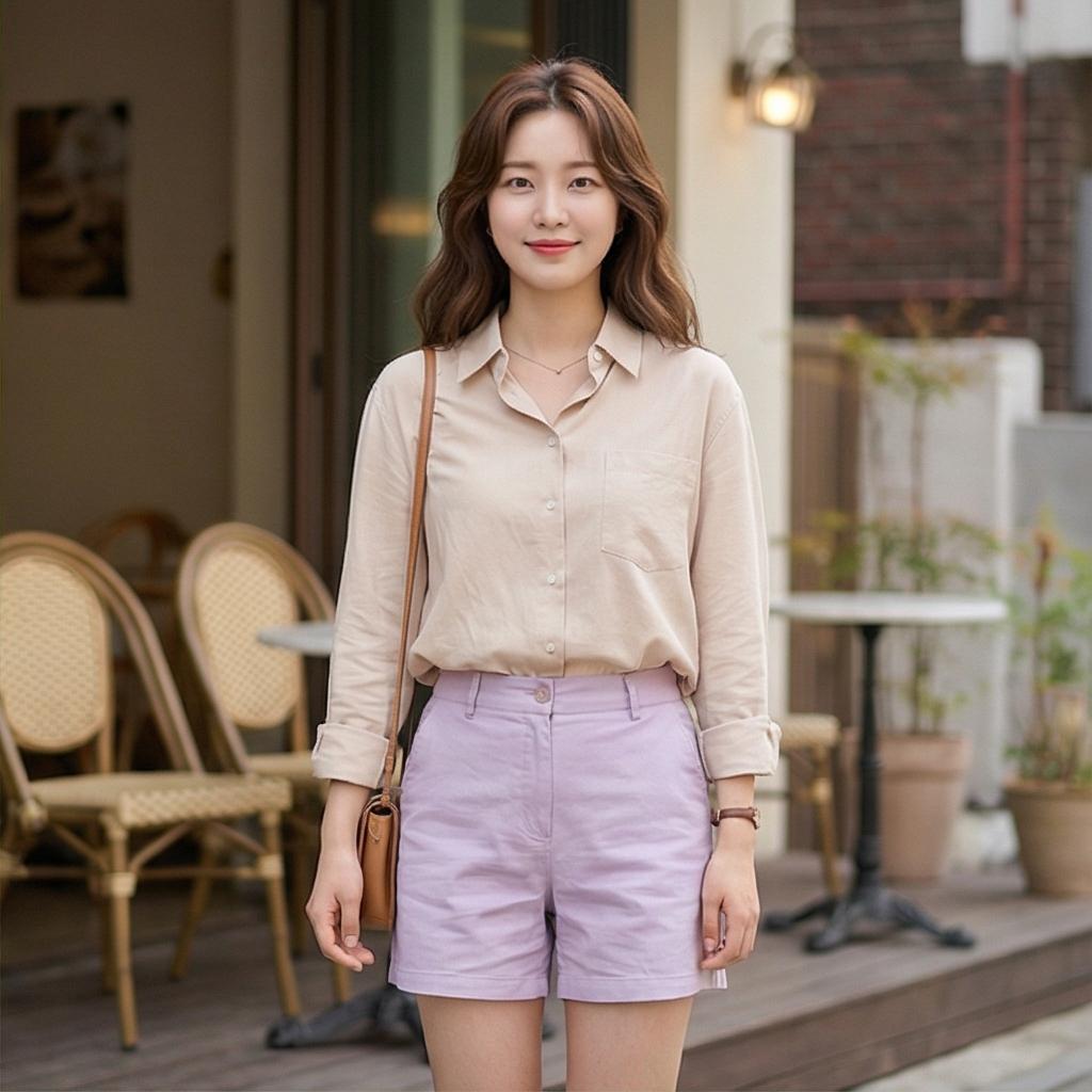 베이지색 셔츠: 부드러운 나들이룩