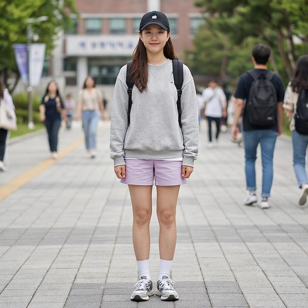 회색 맨투맨: 활동적인 캠퍼스룩