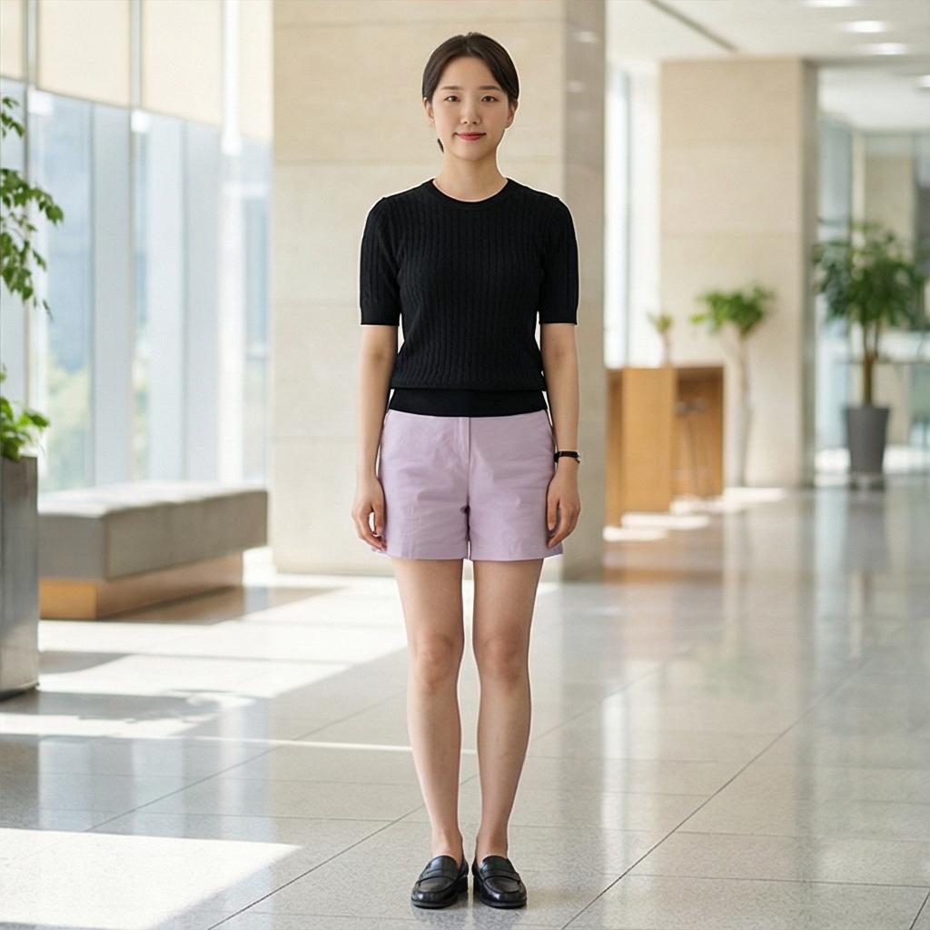 검정색 반팔 니트: 차분한 비즈니스 캐주얼룩