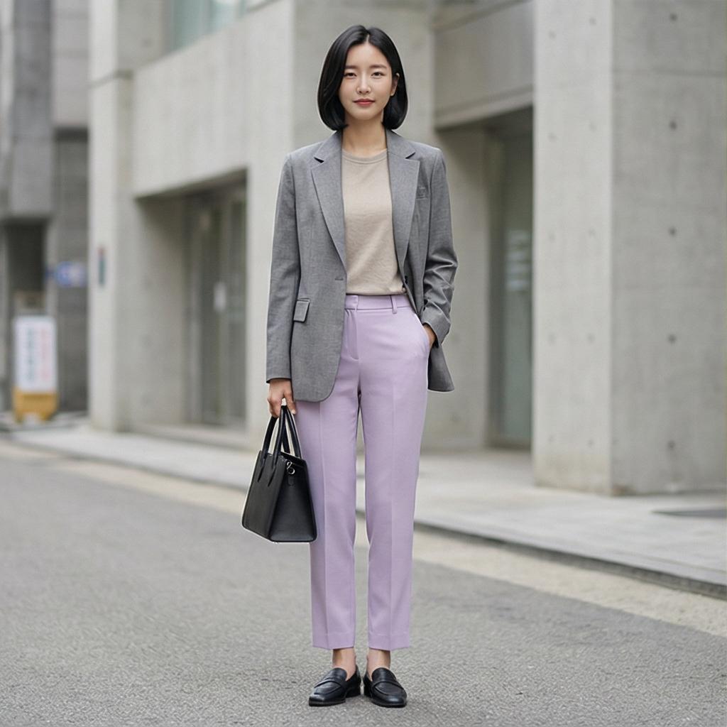 그레이 맨투맨: 활동성 좋은 나들이 스타일