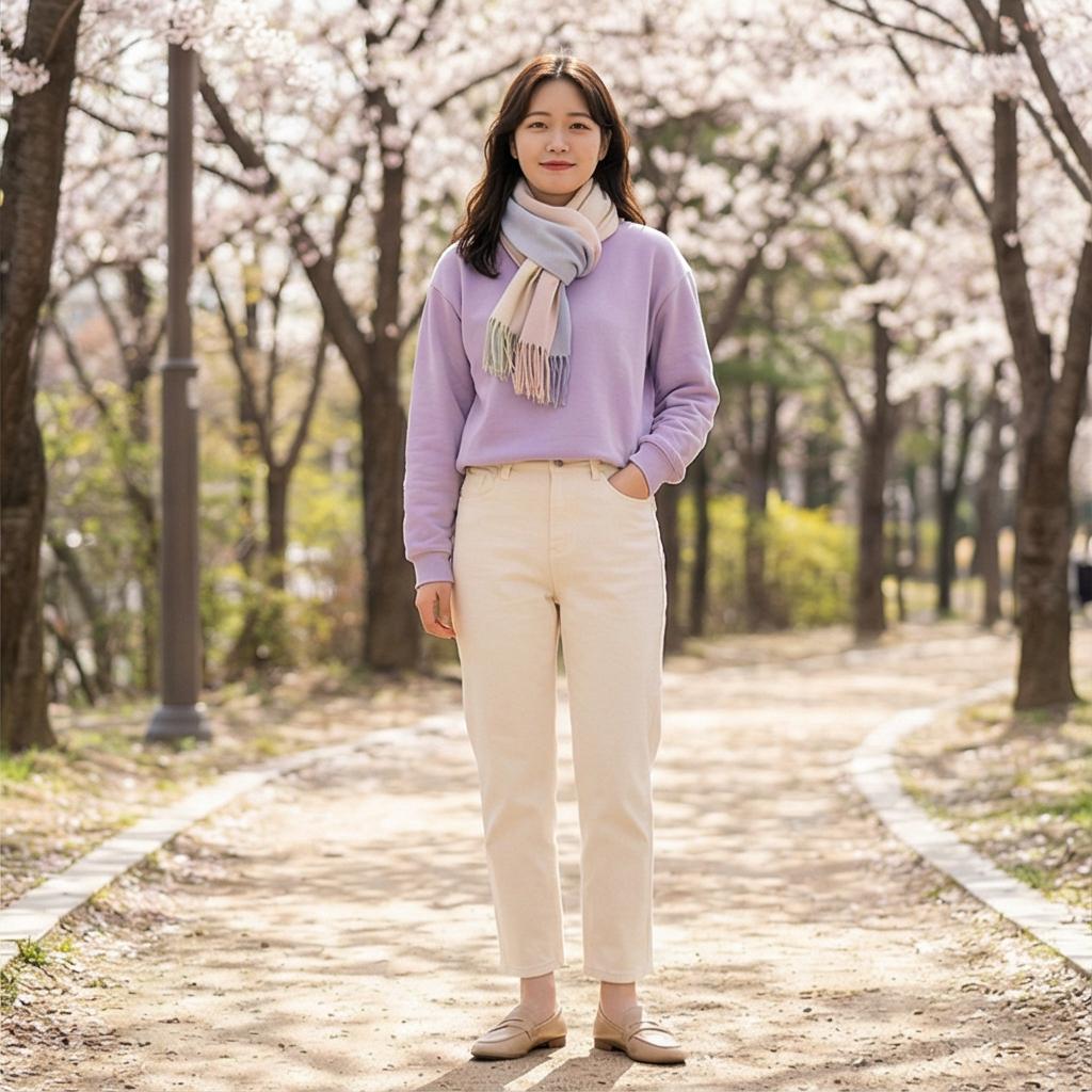 크림색 코튼 팬츠: 화사한 나들이 룩