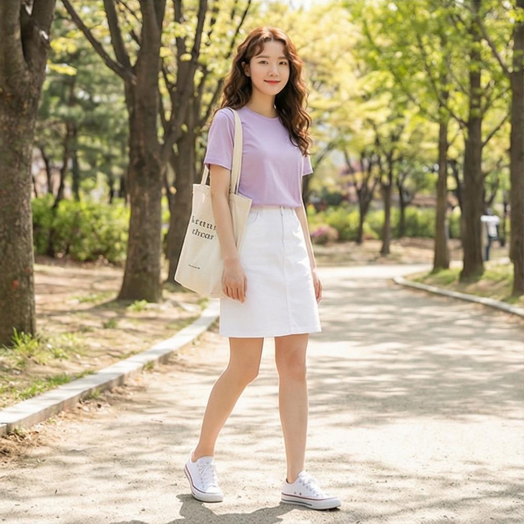 화이트 코튼 스커트: 화사한 나들이 스타일