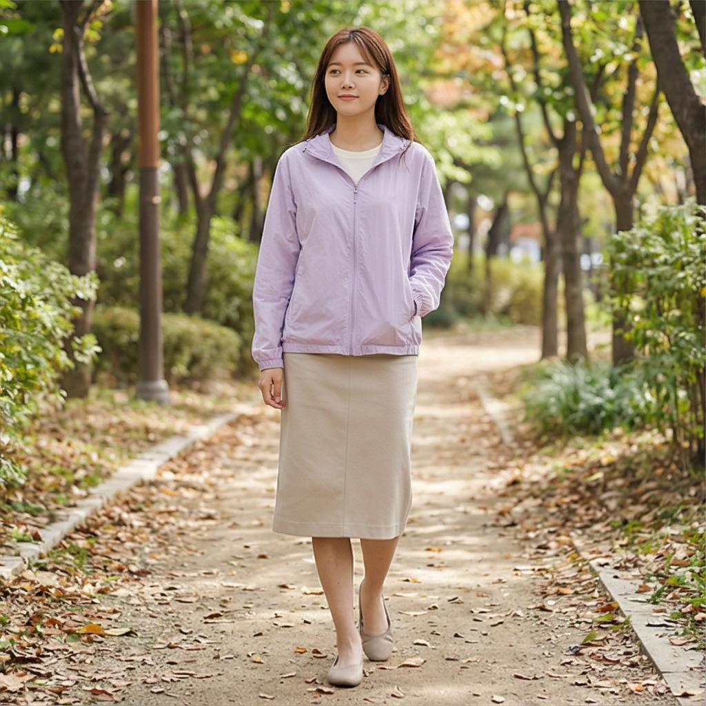 코튼 롱 스커트: 부드러운 산책 룩