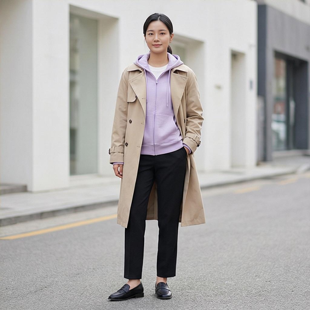 베이지 트렌치코트: 센스 있는 레이어드 룩
