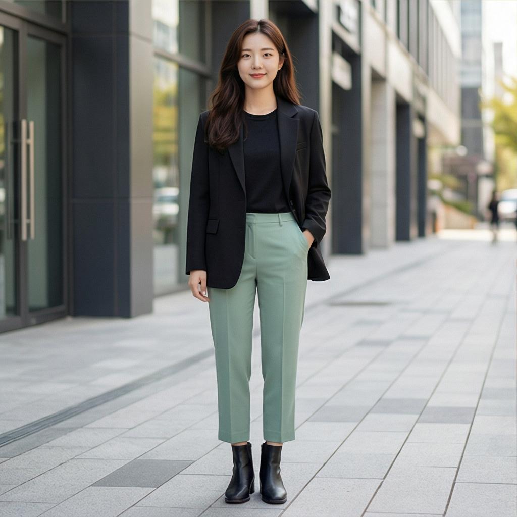블랙 자켓: 차분한 비즈니스 캐주얼