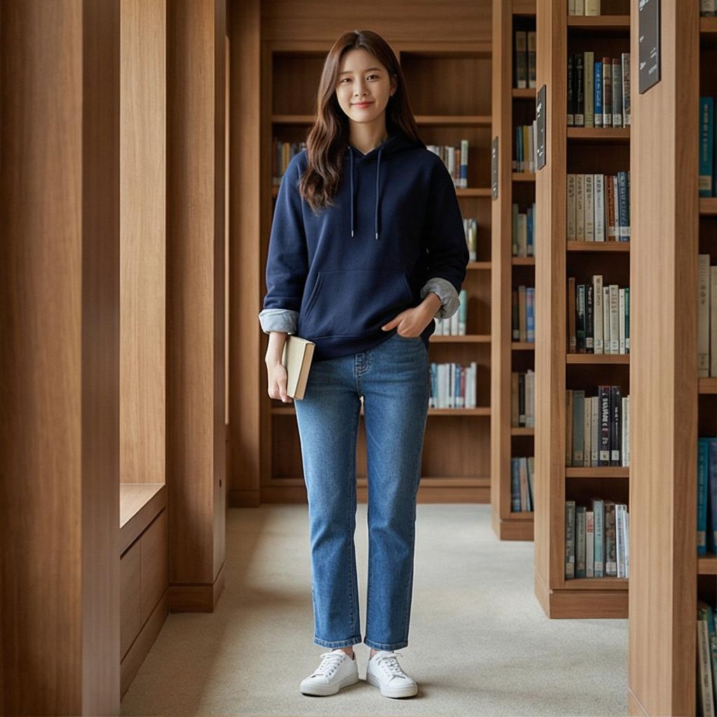 스트레이트 데님 팬츠: 정석 데일리 스타일