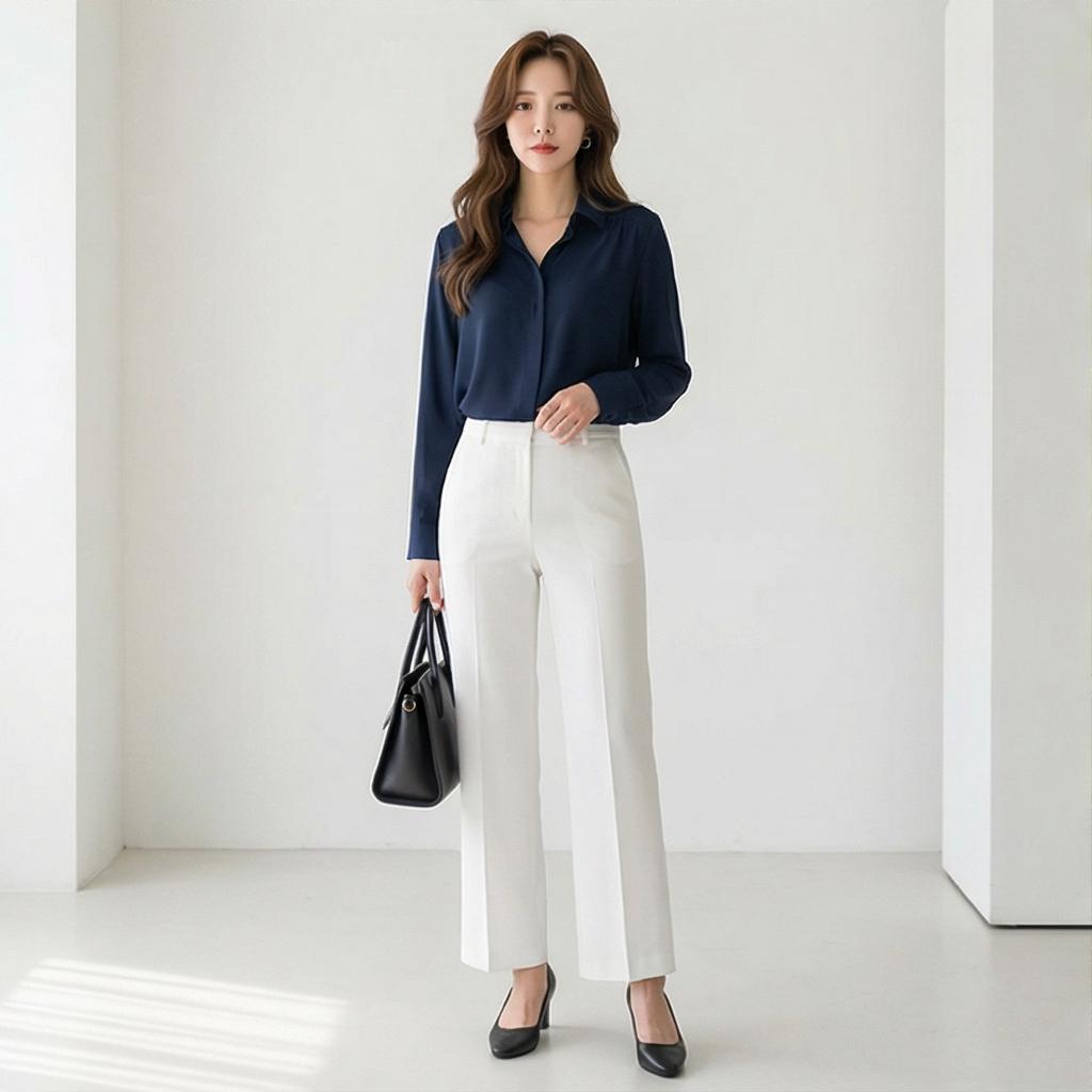 화이트 와이드 팬츠: 세련되고 시원한 룩