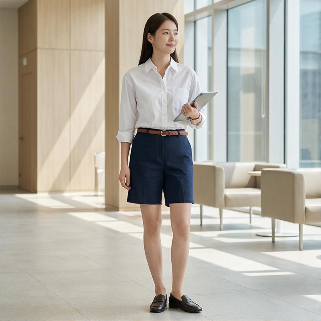 화이트 셔츠: 단정한 비즈니스 캐주얼룩