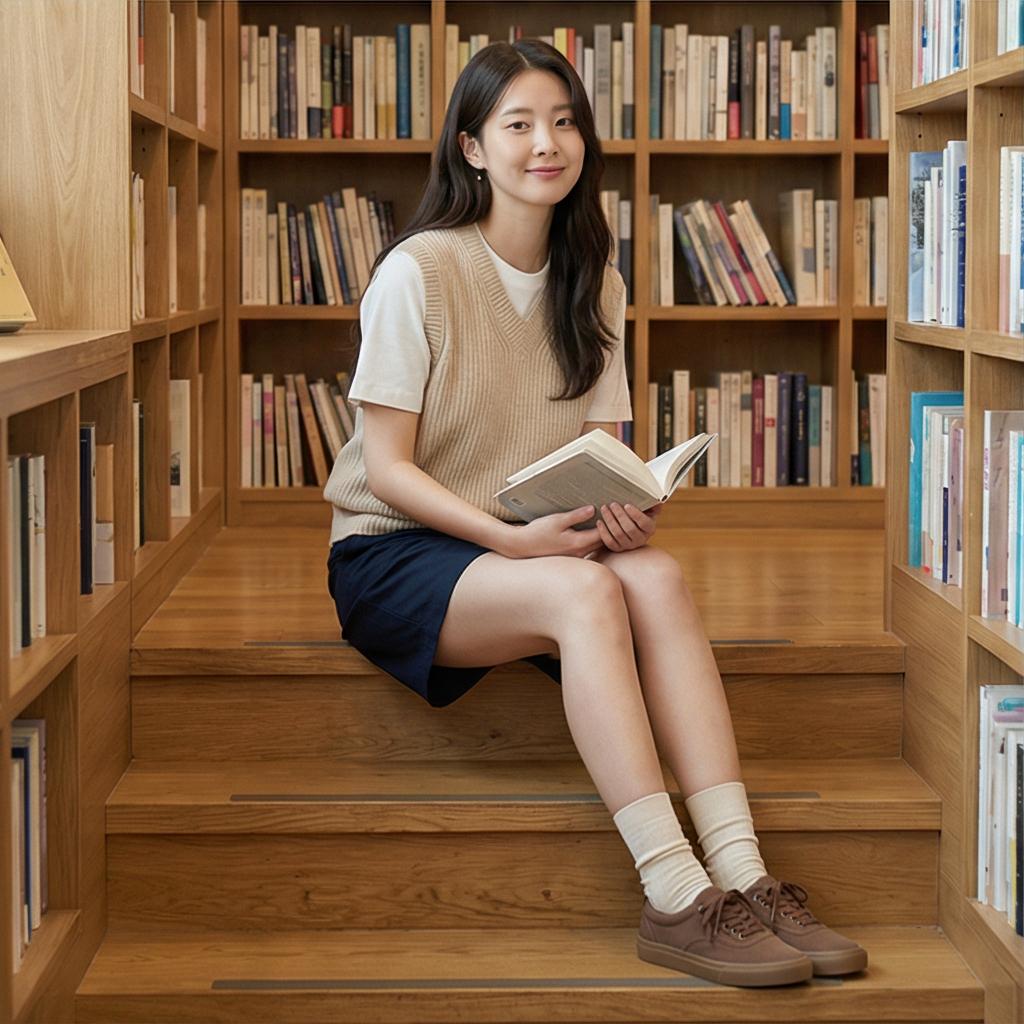 베이지 니트 베스트: 부드러운 감성의 캠퍼스룩