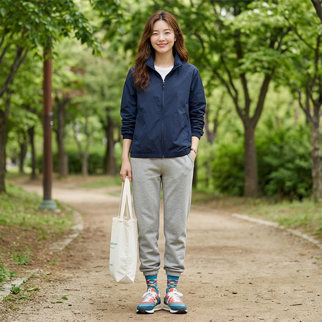 조거 팬츠와 에코백: 편안한 원마일웨어