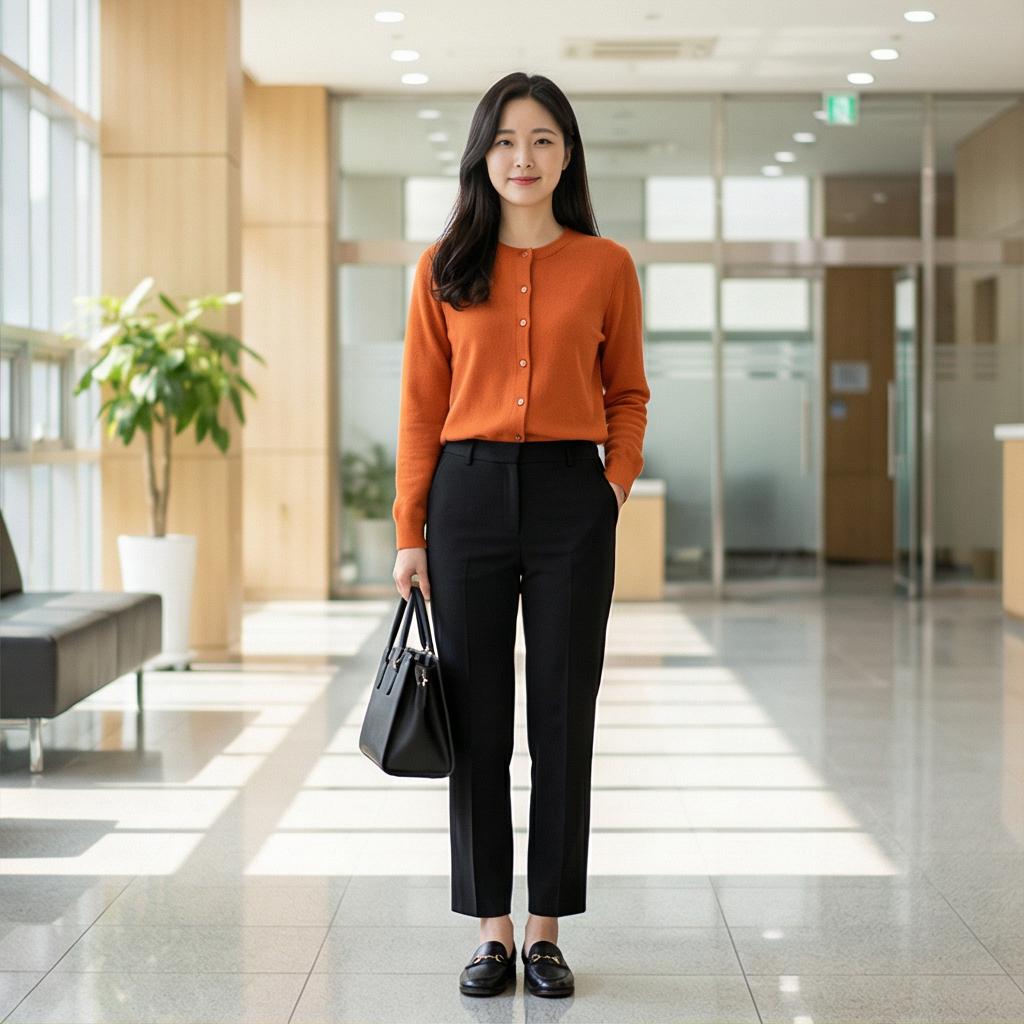 검정 슬랙스와 로퍼: 단정한 비즈니스 캐주얼룩