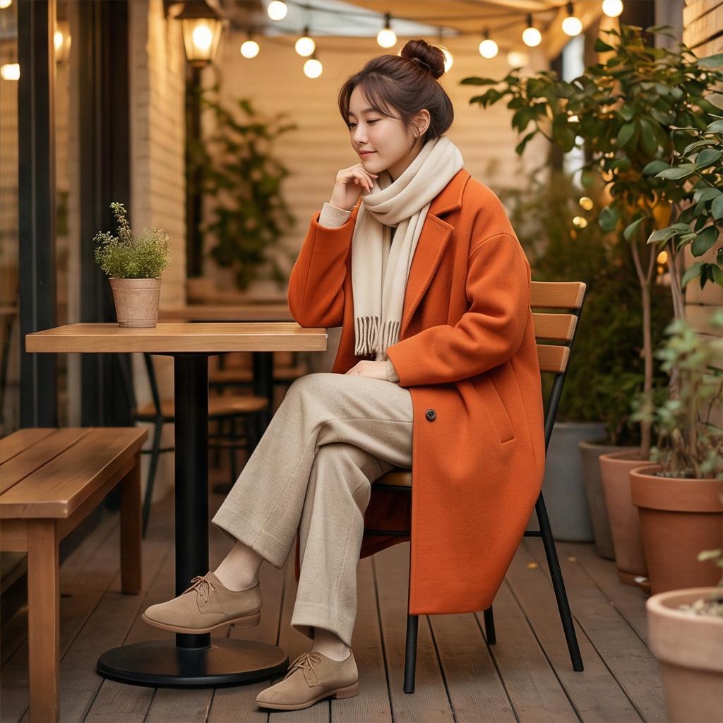 오트밀 와이드 팬츠: 편안한 꾸안꾸 스타일