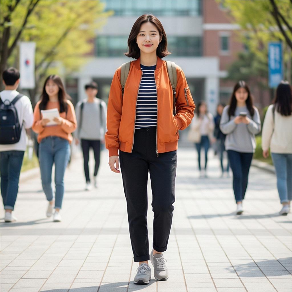 스트라이프 티셔츠: 경쾌한 캠퍼스 스타일