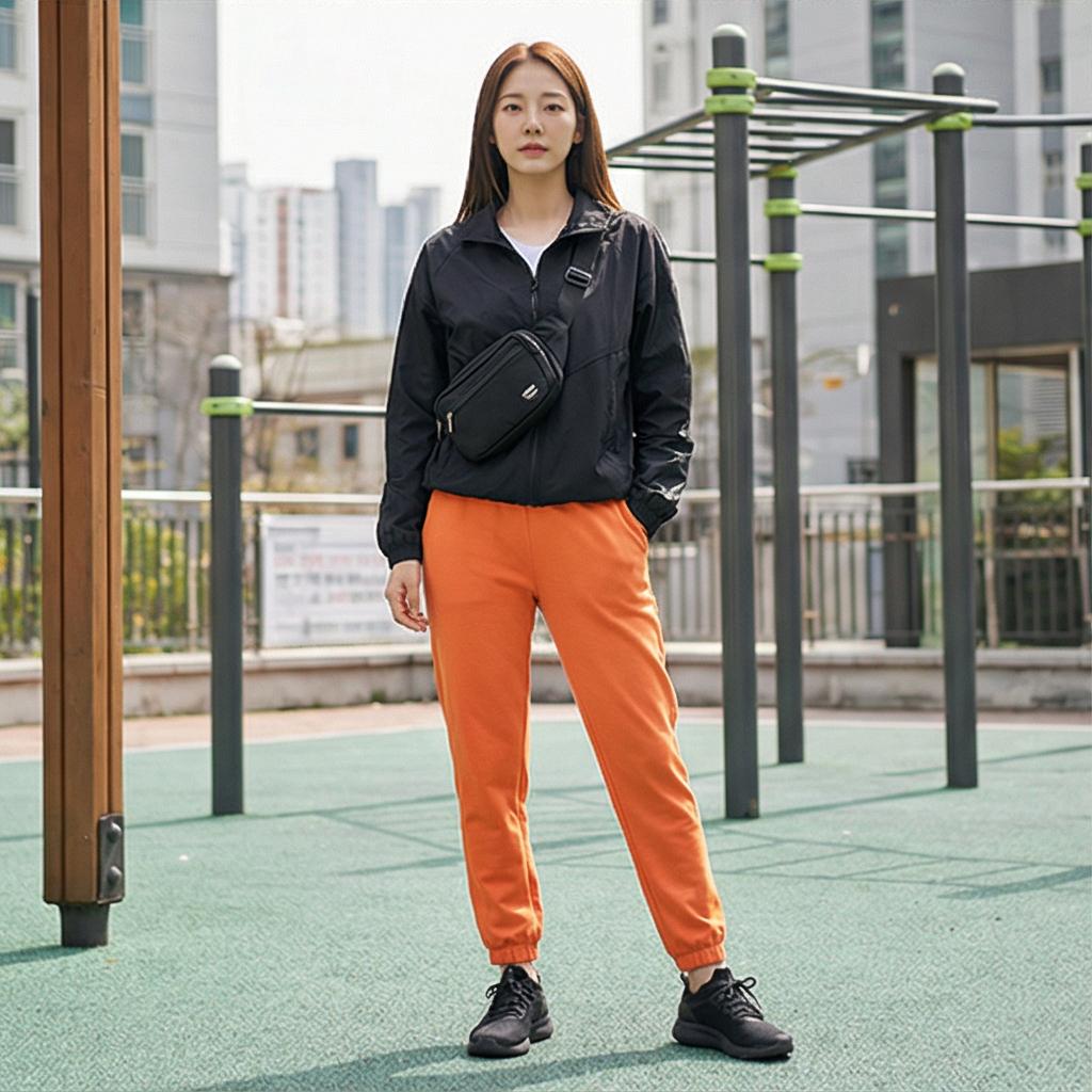 검정색 바람막이 자켓: 시크한 애슬레저 룩