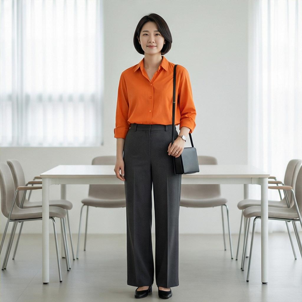 차콜 와이드 팬츠: 세련되고 모던한 비즈니스 캐주얼 스타일