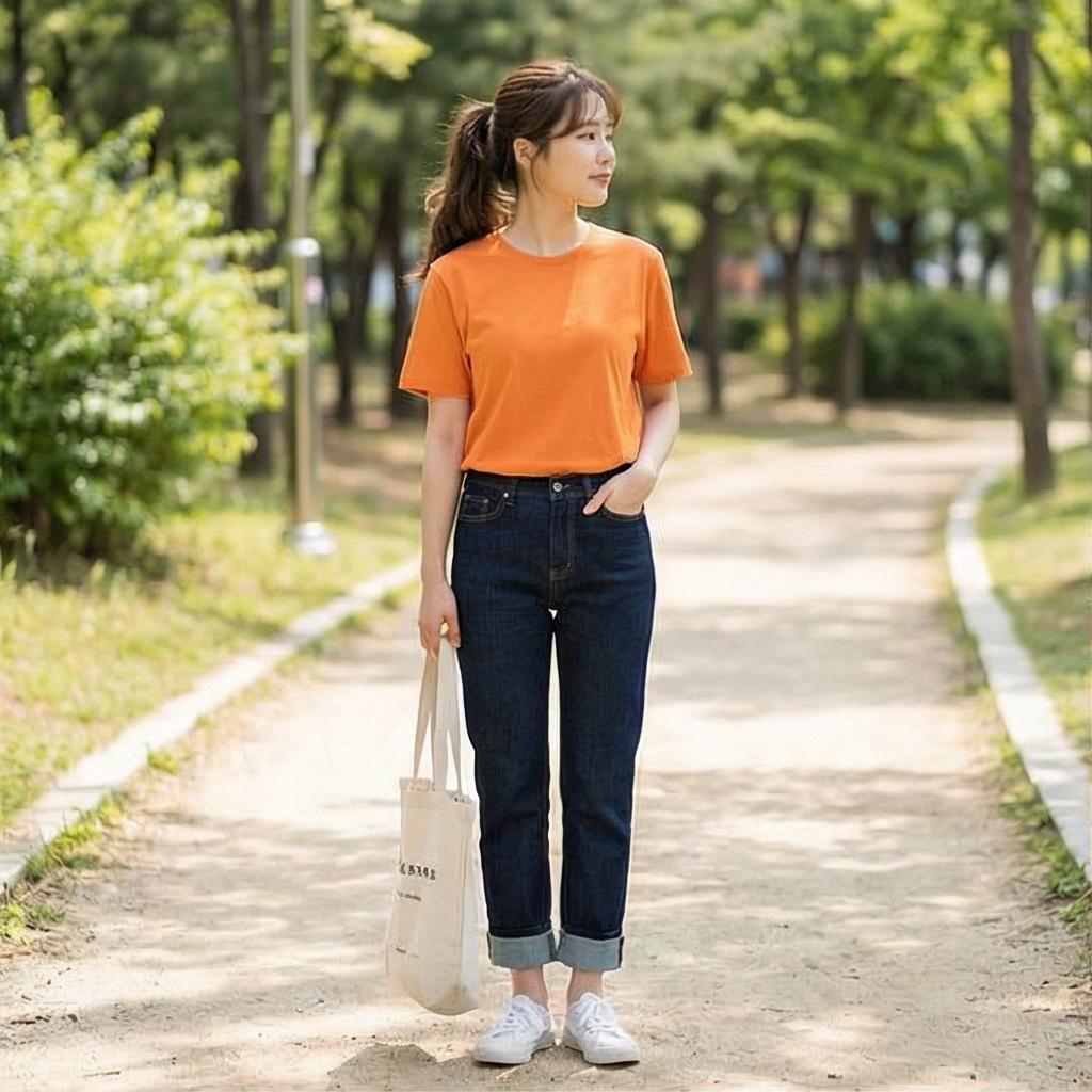 진청 데님 팬츠: 활기찬 데일리룩