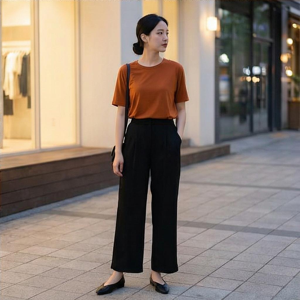 블랙 와이드 팬츠: 세련된 모임룩
