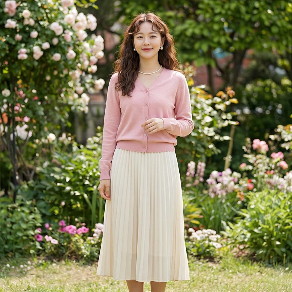 아이보리 스커트: 부드러운 분위기의 데이트룩
