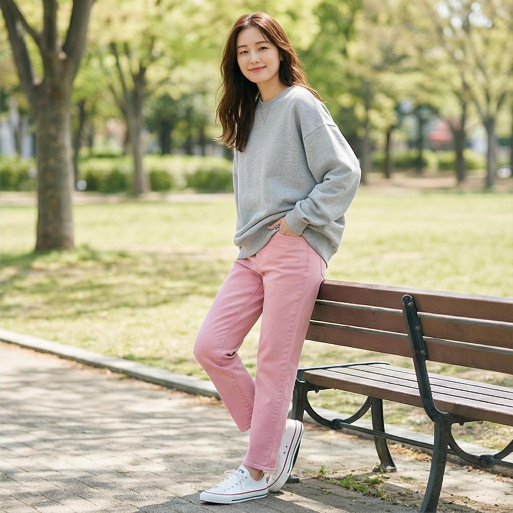 회색 맨투맨: 편안한 꾸안꾸 스타일