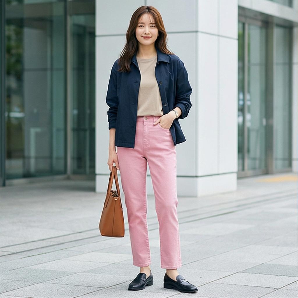 베이지색 니트 가디건: 부드러운 분위기의 감성 룩