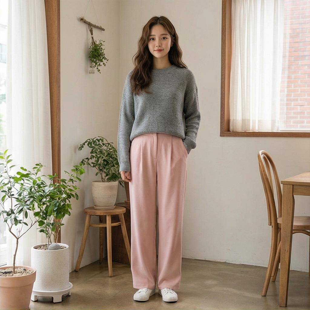 그레이 니트: 편안하고 세련된 데일리룩