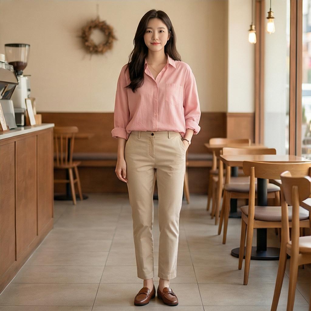 베이지 면바지: 편안한 비즈니스 캐주얼룩