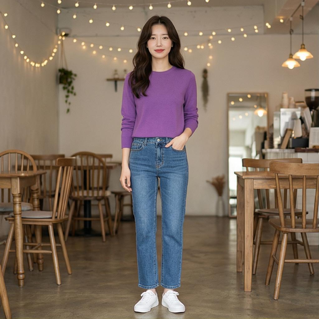 중청 데님 팬츠: 편안한 데일리 룩