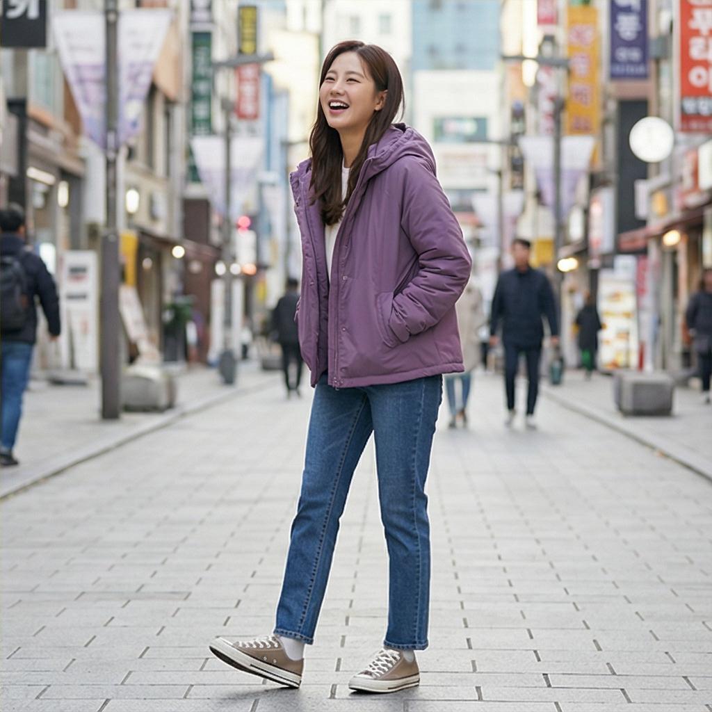 일자 핏 데님 팬츠: 경쾌한 데일리 룩