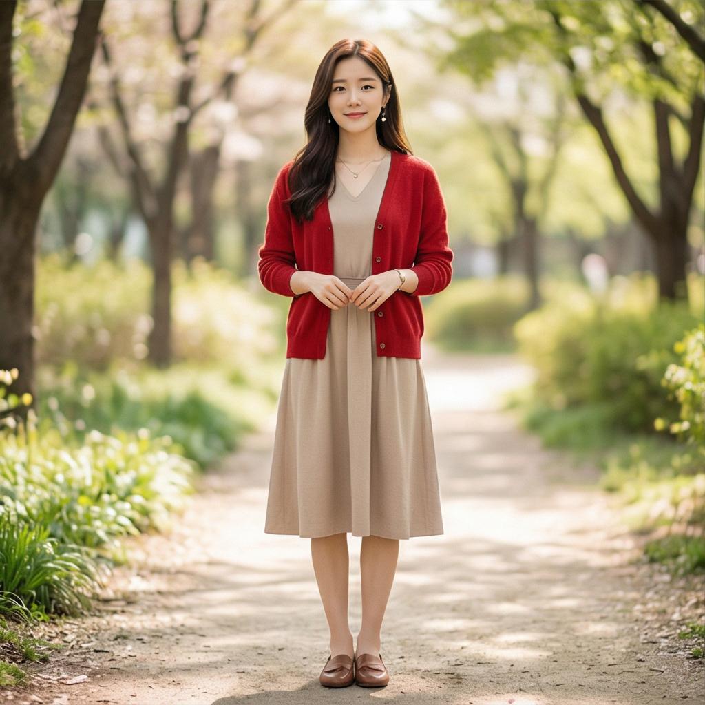 베이지색 원피스: 부드러운 스타일