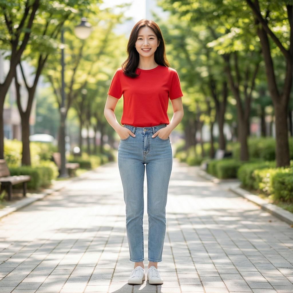 스트레이트 데님 팬츠: 생기 넘치는 주말 나들이 룩