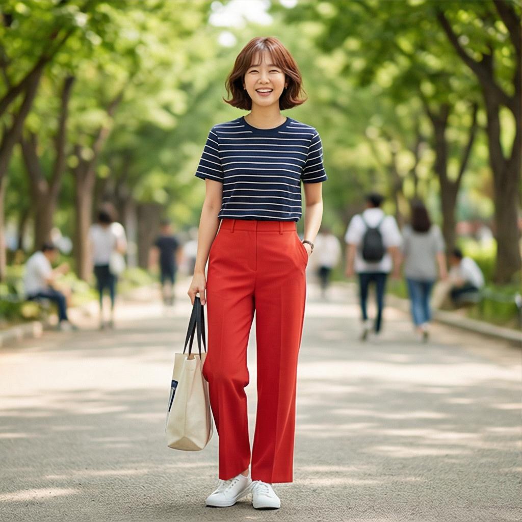 스트라이프 티셔츠: 경쾌한 나들이 룩