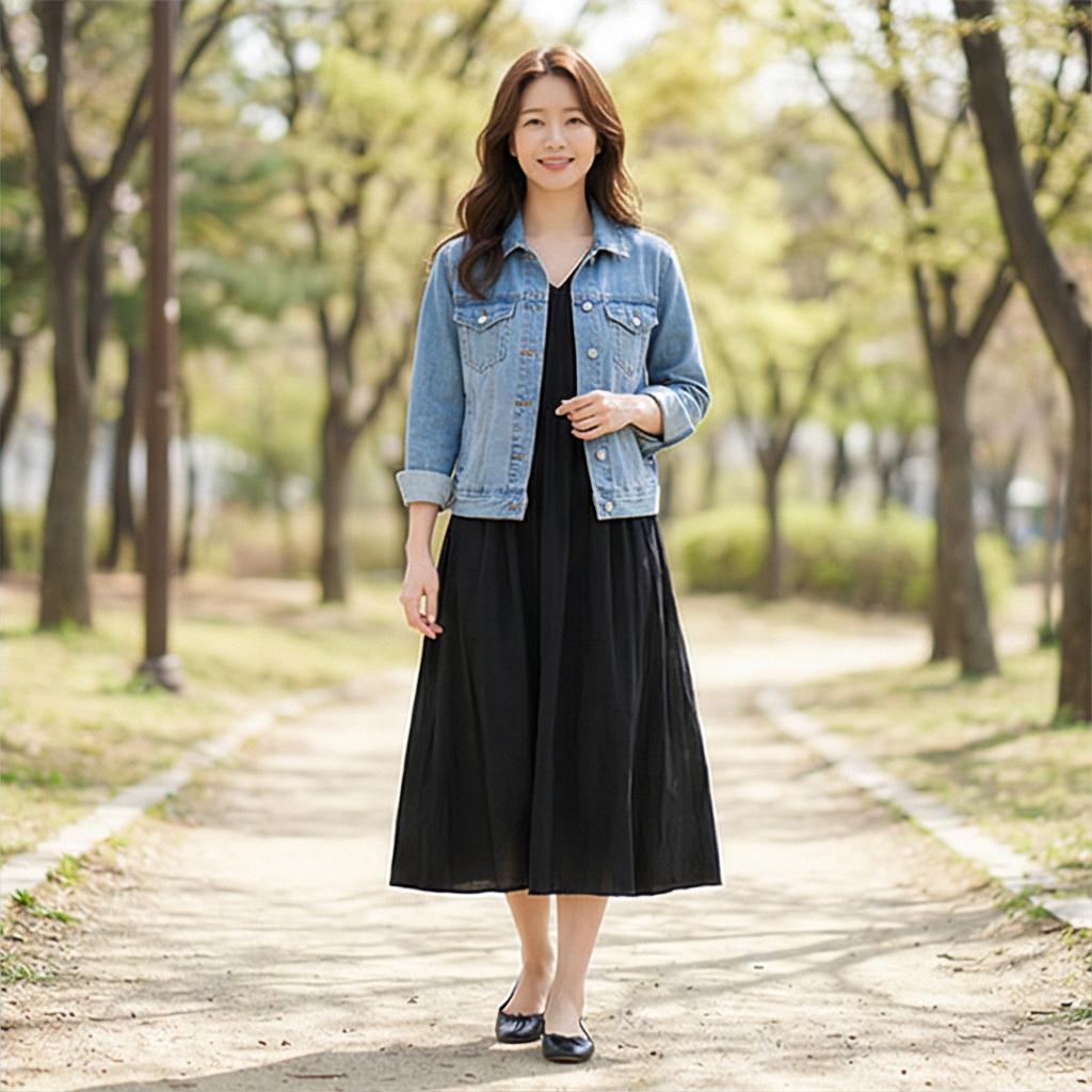 검정 롱 원피스: 우아하고 편안한 나들이 스타일