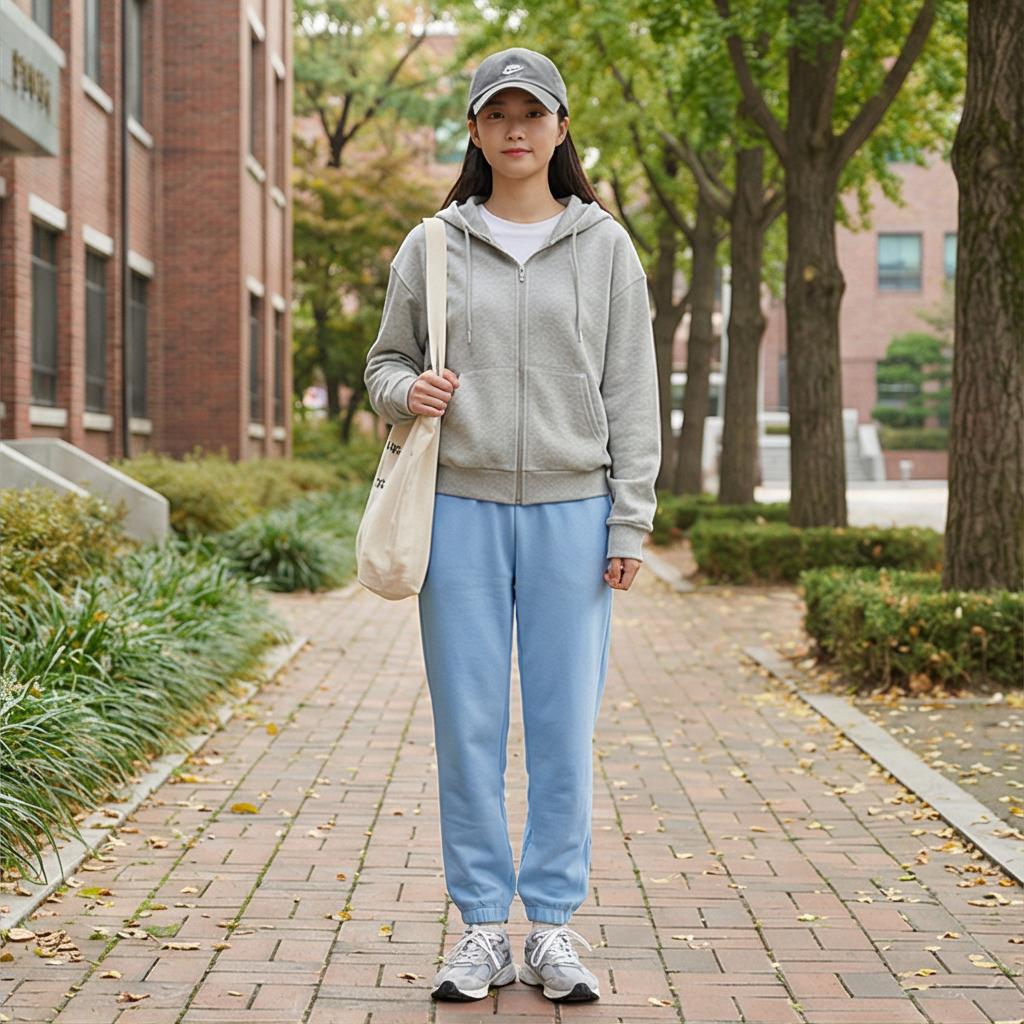 그레이 후드 집업: 편안한 캠퍼스 룩