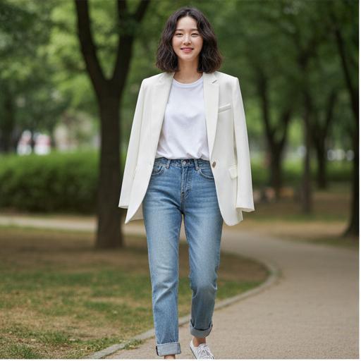 청바지 & 흰색 티셔츠: 편안하고 세련된 데일리룩