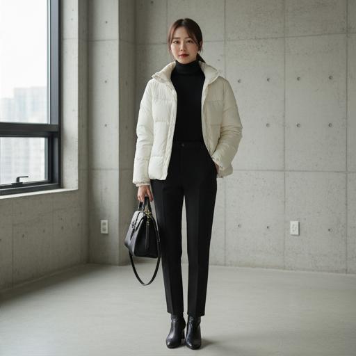 검정 슬랙스와 터틀넥/셔츠: 깔끔한 비즈니스 캐주얼 스타일