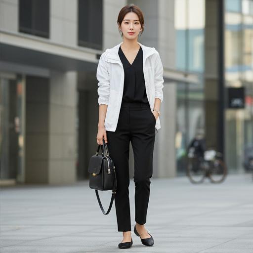 검정 슬랙스: 깔끔한 비즈니스 캐주얼룩