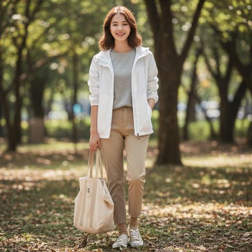 베이지색 면바지: 편안한 근교 나들이 스타일