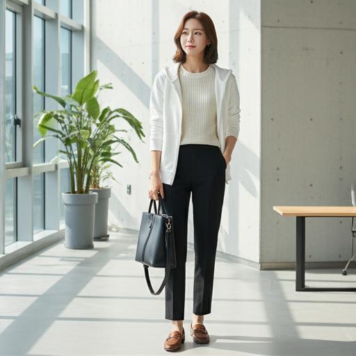 검정 슬랙스: 편안한 비즈니스 캐주얼룩