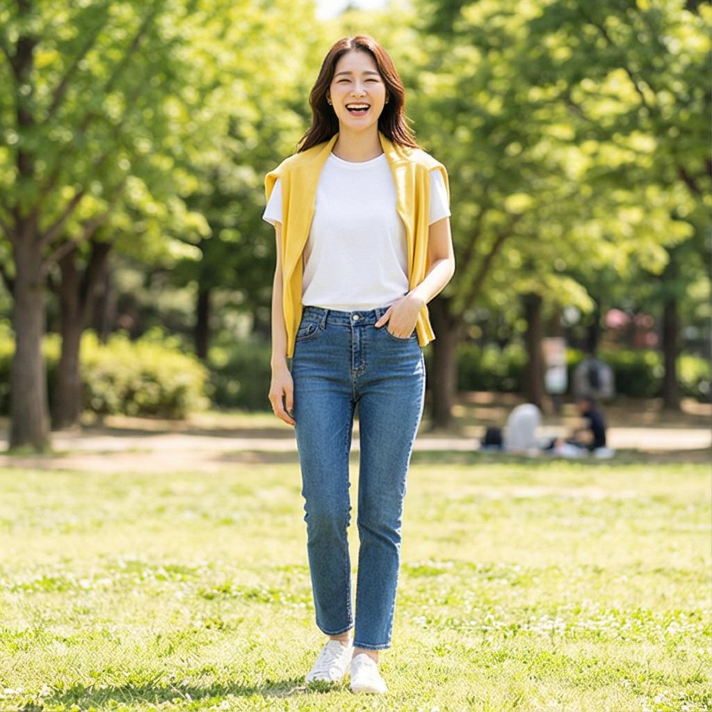 청바지 & 화이트 티셔츠: 실패 없는 데일리 스타일