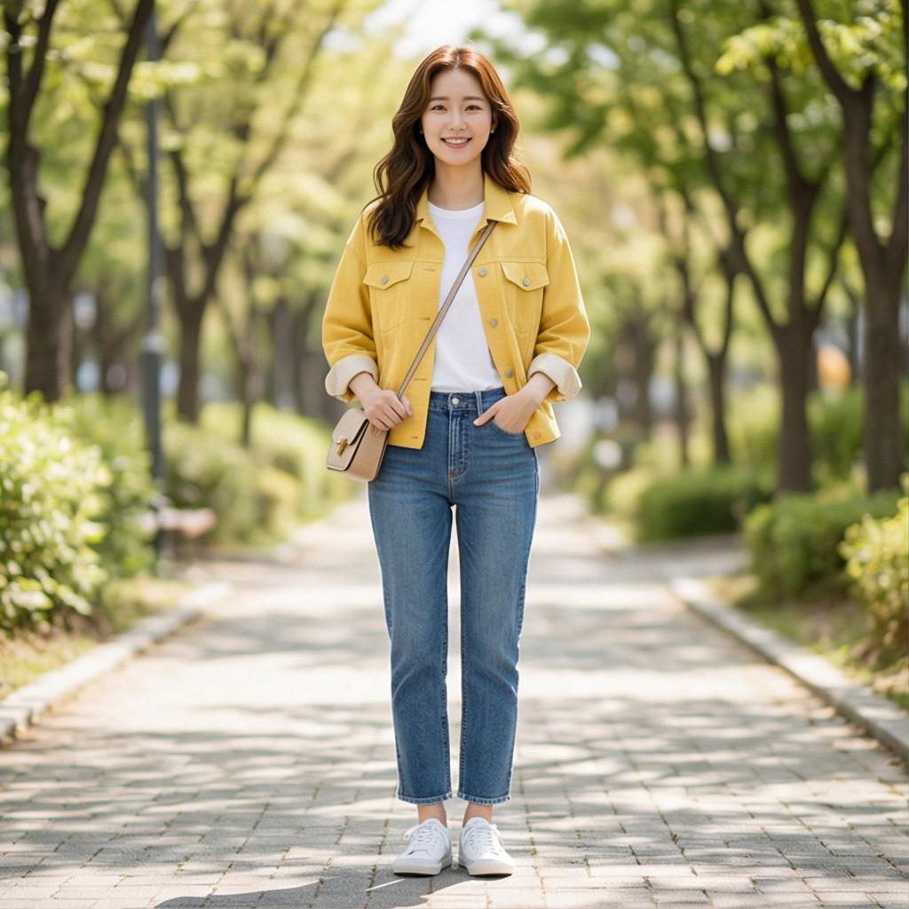 중청 데님 팬츠: 편안한 데일리룩